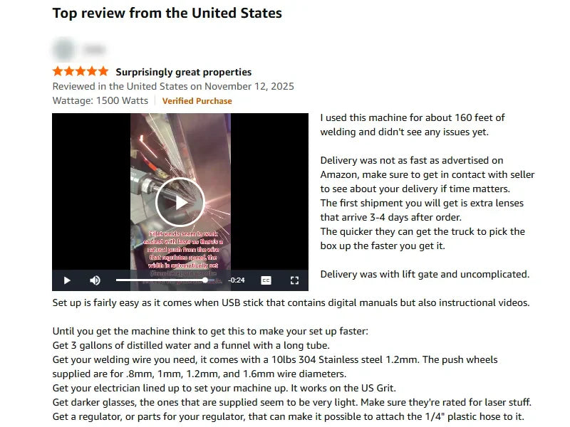 1500W Laser Welder Review from the United States