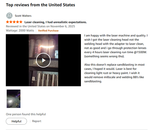 Amazon Customer Feedback on Our 4-in-1 Laser Welding & Cleaning Machine