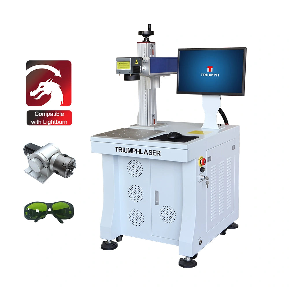 Triumph 30W Fiber Laser Engraver with D80 Rotary Device for Rings Cylinders