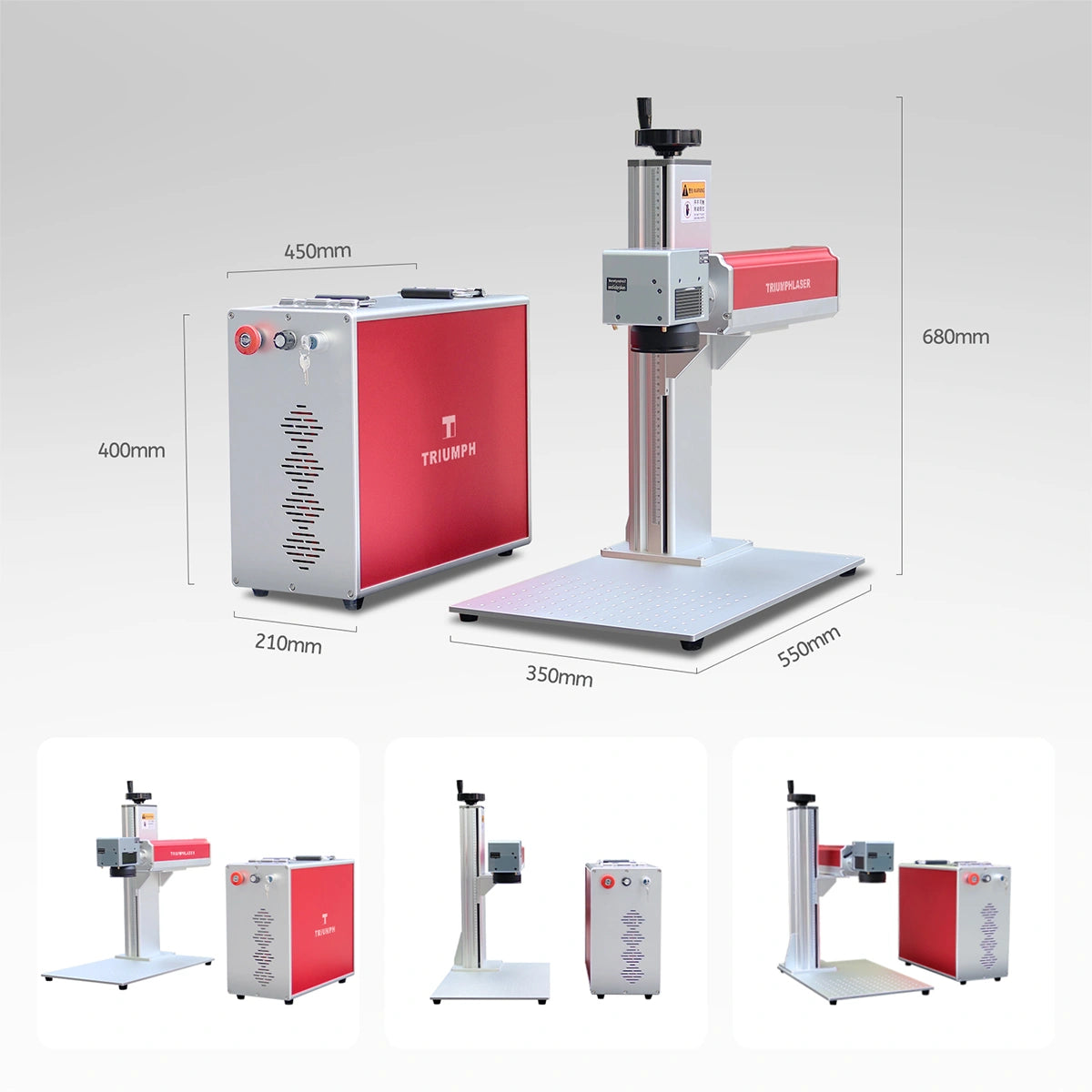 Triumph 50W Fiber Laser Engraving Machine with Rotary Attachment Desktop Metal Laser Marker for Deep Engraving