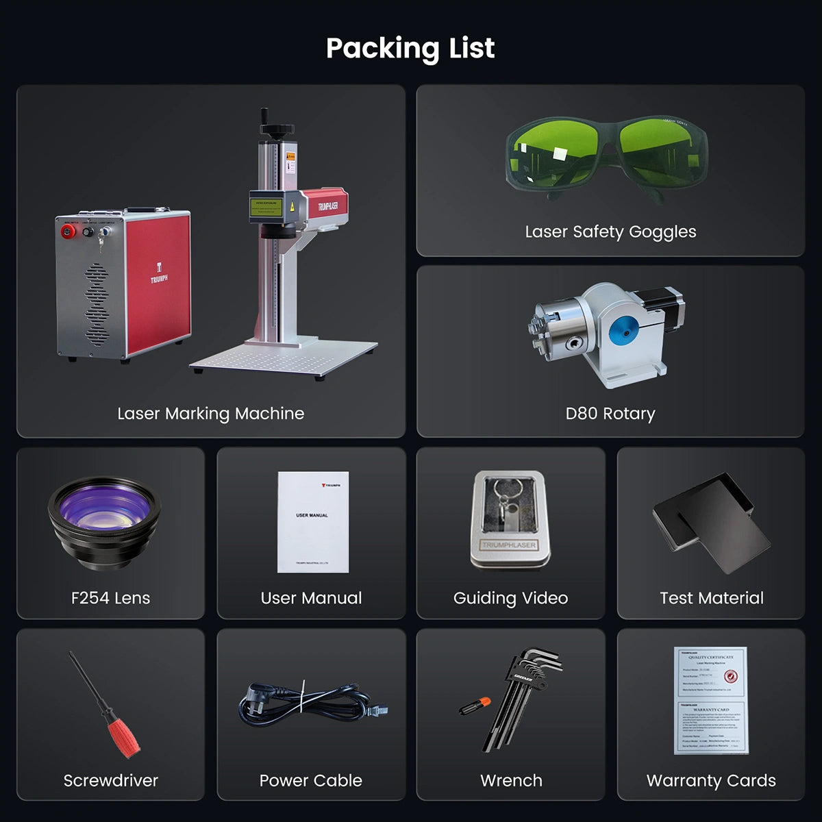 Triumph Laser 50W Fiber Laser Marking Machine with Rotary Axis