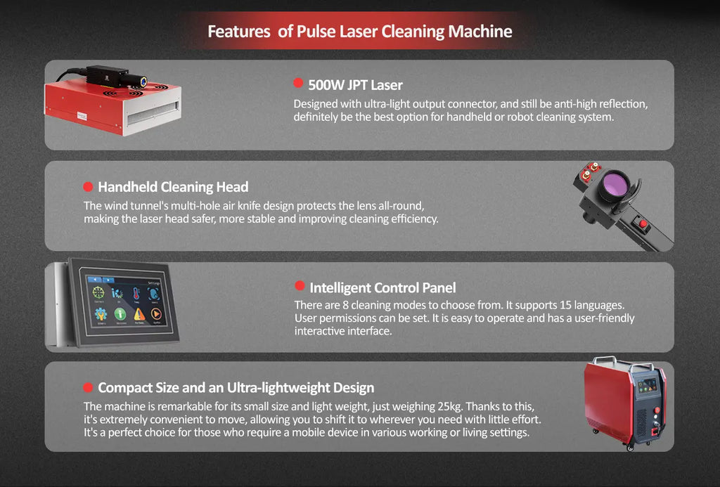 features of 500W pulse laser cleaning machine