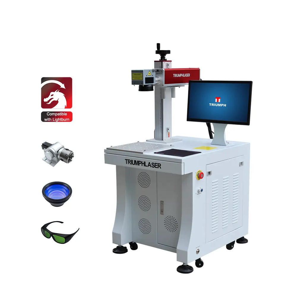 Triumph 30W Fiber Laser Engraving Marking Machine with Rotary, 110mm & 200mm Lens